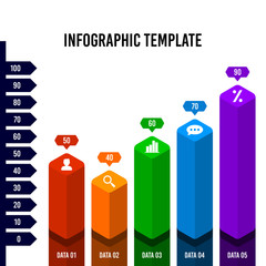 Colorful chart bar infographic design template.