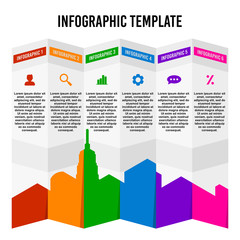 Colorful building infographic design template.