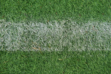 Artificial track and field with green grass combined with artificial grass