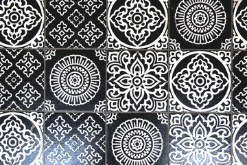 black and white tiles in the vintage style