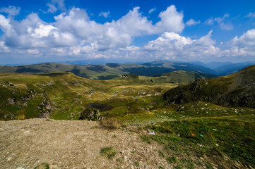 Fototapeta na wymiar Romania - fragment of Transalpine route with view on mountain