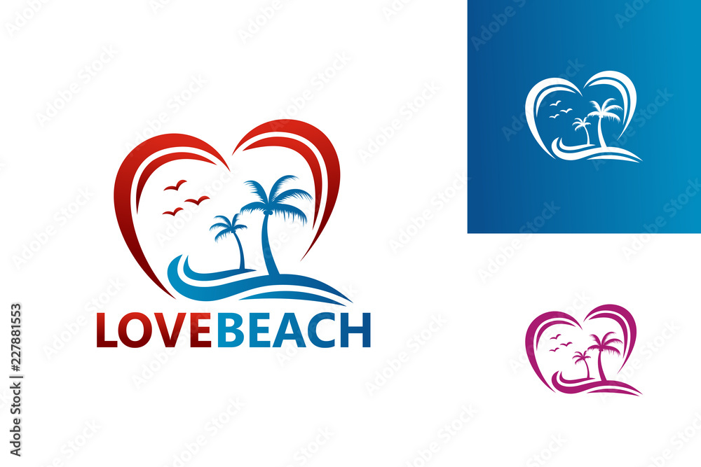 Wall mural Love Beach Logo Template Design Vector, Emblem, Design Concept, Creative Symbol, Icon