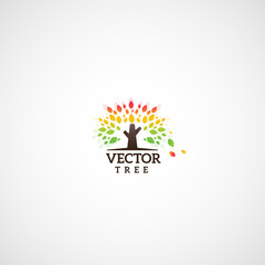 Vector tree with colorful leaves, like autumn logo.