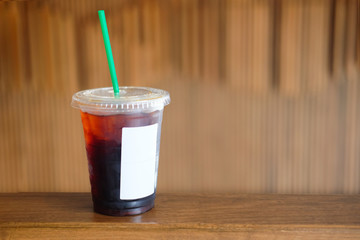 Cold black coffee with ice