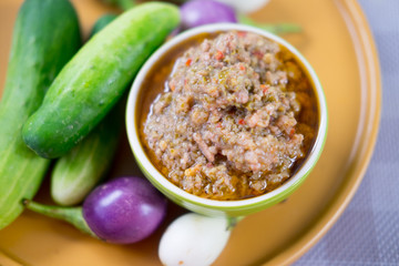 Thai food : Chilli Tamarind Sauce Dip (Nam Prig Ma kham)