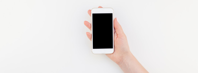 Woman hand with smartphone mock up