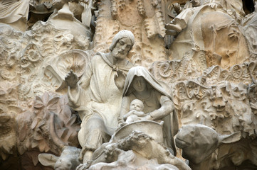 Sagrada Familia by Antoni Gaudi in Barcelona Spain - obrazy, fototapety, plakaty