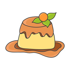 Vanilla pudding. Cute hand drawn illustration vector.