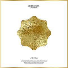 Premium quality golden label Gold sign. Shiny, luxury badge. Best choice, price. Limited edition. Foil Sale sticker. Logo of trendy star shape. Sunburst design elements. Gold postal stamp and postmark