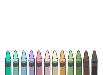 Wax crayon. Set of colorful pencils. Hand drawn illustration vector. White background. 