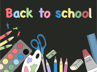 Back to school concept. Hand drawn illustration vector. Black background.