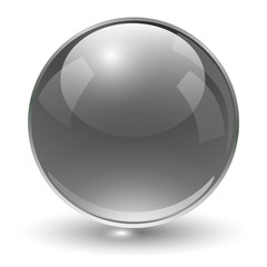 Glass sphere, black vector ball.
