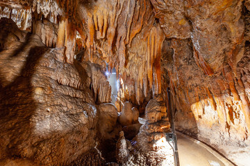 Stalactites in a limestone cave in Australia