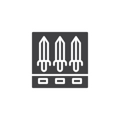 Ancient Swords vector icon. filled flat sign for mobile concept and web design. Medieval weapons solid icon. Symbol, logo illustration. Pixel perfect vector graphics