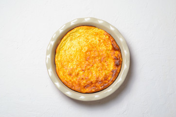 Cottage Cheese Pie, Homemade Pie on White Background