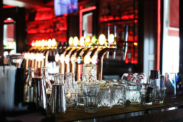 Classic bar with bar counter and beer taps
