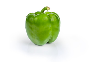 Green bell pepper close-up on a white background
