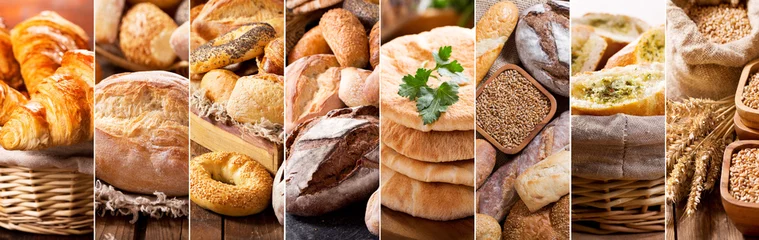 Peel and stick wall murals Bakery collage of various types of fresh bread