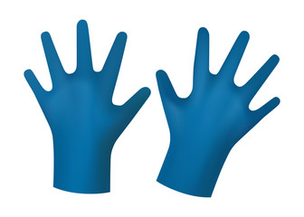 Blue rubber gloves. Safe cleaning. Workwear vector illustration