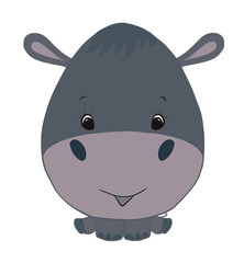 Little cheerful gray behemoth with a big head