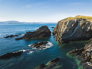 Fototapeta premium Island cliffs in Ireland, Aerial view in summer