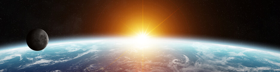 Panorama of distant planet system in space 3D rendering elements of this image furnished by NASA