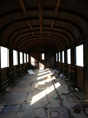 Inside of empty railway carriage