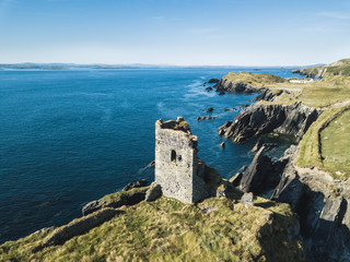 Fototapeta na wymiar Castle in island above the sea in Ireland