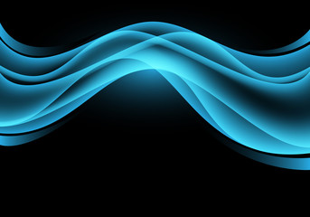 Abstract blue light curve wave on black luxury design modern futuristic background vector illustration.
