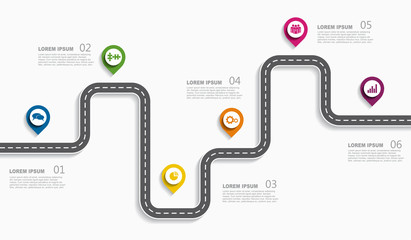 Navigation roadmap infographic timeline concept with place for your data. Vector illustration.
