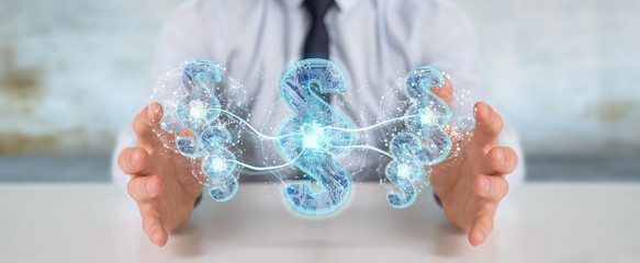 Businessman using 3D rendering digital paragraph law symbol