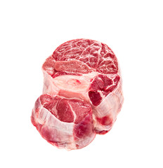 raw beef shank isolated on the white