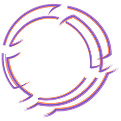 round frame with breaks of contours of several elements, glitch