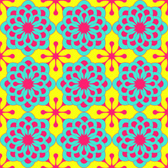 graphic floral mosaic tile in pop colors