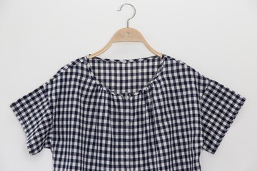 Black and white stripe blouse on white background.minimal style