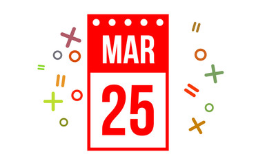 25 March Red Calendar Number 