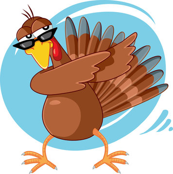 Funny Turkey Ready for Celebration Vector Cartoon