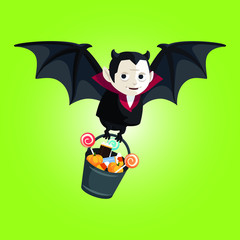 Dracula Flying Carry Bucket of Candies