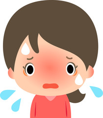 顔を赤くして困っている女性