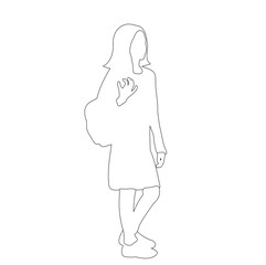 isolated, on white background, sketch girl goes