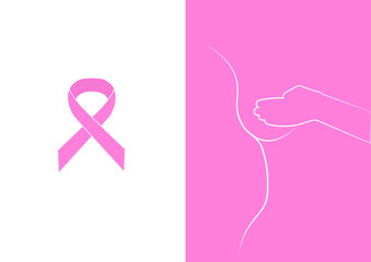 Illustration Breast Cancer Awareness with pink ribbon