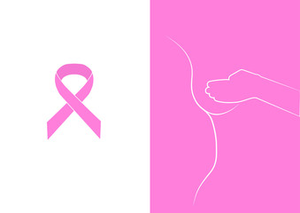 Fototapeta premium Illustration Breast Cancer Awareness with pink ribbon