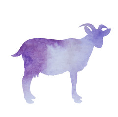 icon, white background, watercolor silhouette of a goat