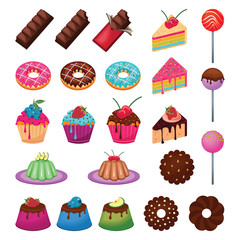 Delicious Sweet Snack Food Candy Cake Chocolate Set
