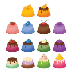 Jelly Gelatine Pudding Sweet Fruit Dessert Colorful Set