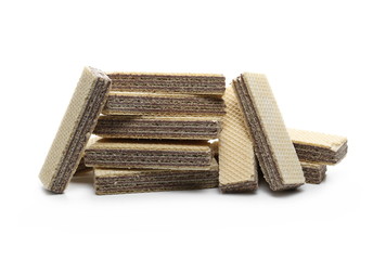 Chocolate wafers isolated on white background