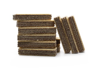 Chocolate wafers isolated on white background
