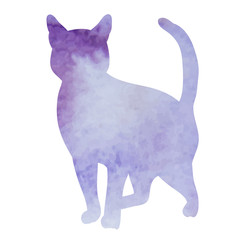 watercolor silhouette of a cat