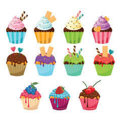 Various Cup Cake Sweet Wafer Fruit Topping Snack Set