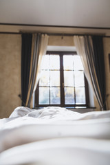 Autumn morning in bedroom